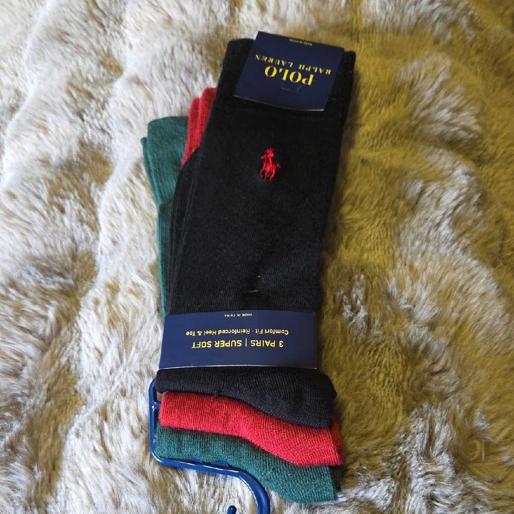 Polo by Ralph Lauren Men's Trio Socks - Black, Red, Green